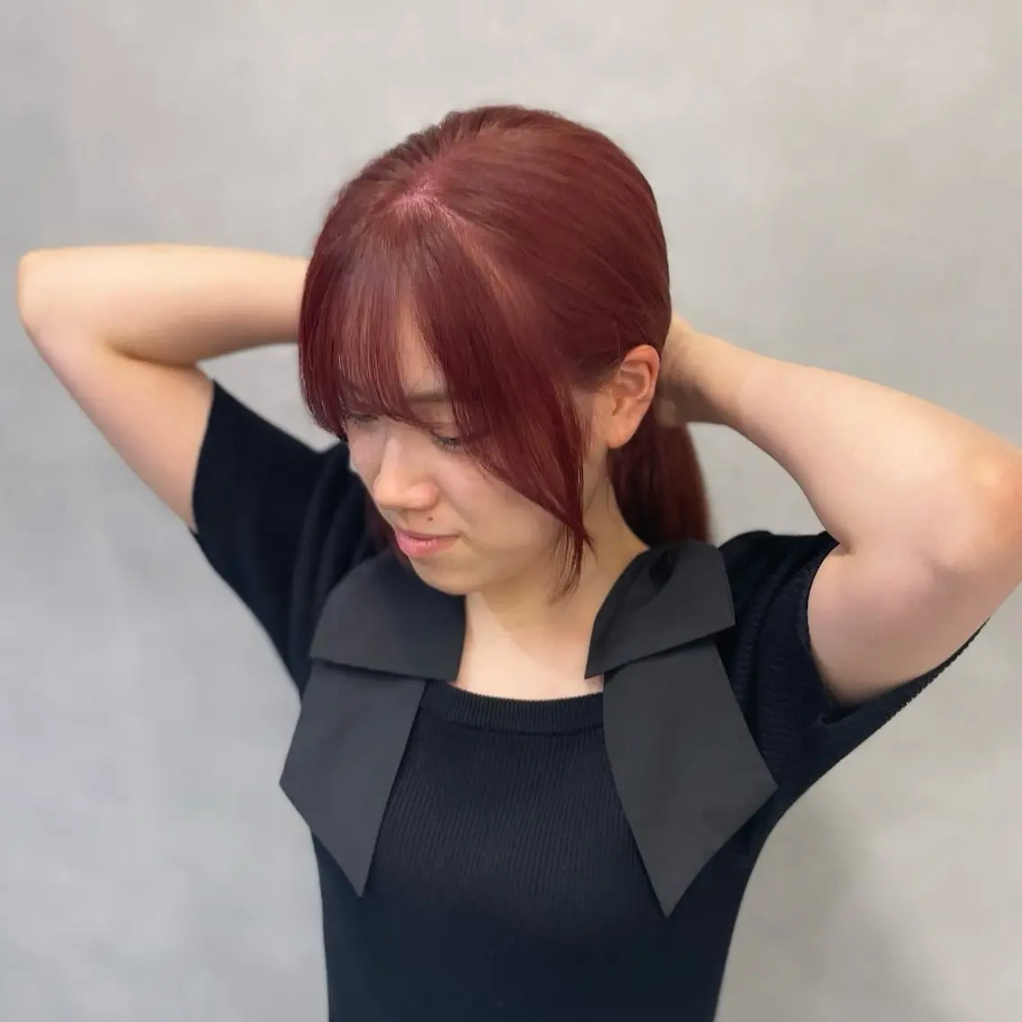 ロング カラー ブリーチ ブリーチなしカラー レッドカラー 顔周りカット ヘアカラー Rui/透明感カラー 暖色/レイヤーカットのヘアスタイル