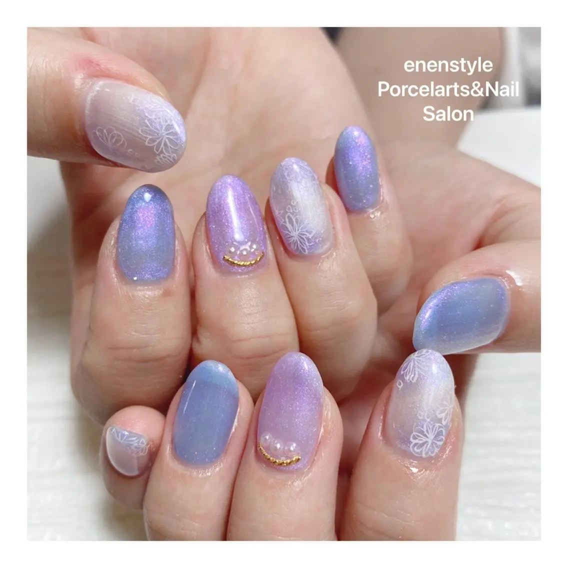 ミディアム ネイル ハンドネイル 🐾enen style 🐾のネイルデザイン