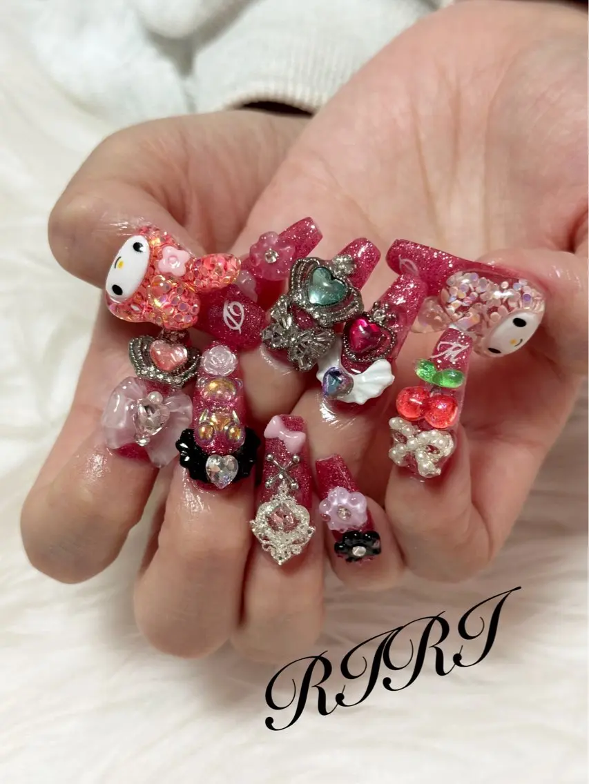 ネイル ジェルネイル ロングネイル ピンク スカルプネイル シンプルネイル riri オーナーのネイルデザイン