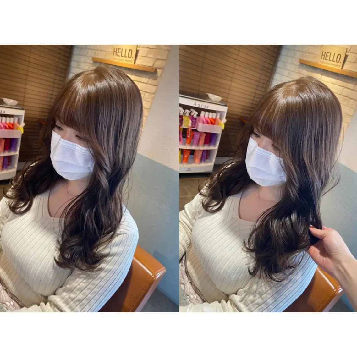 カラー ヘアカラー トリートメント 🩵盛れる顔周りヘア EMI🩵のヘアスタイル