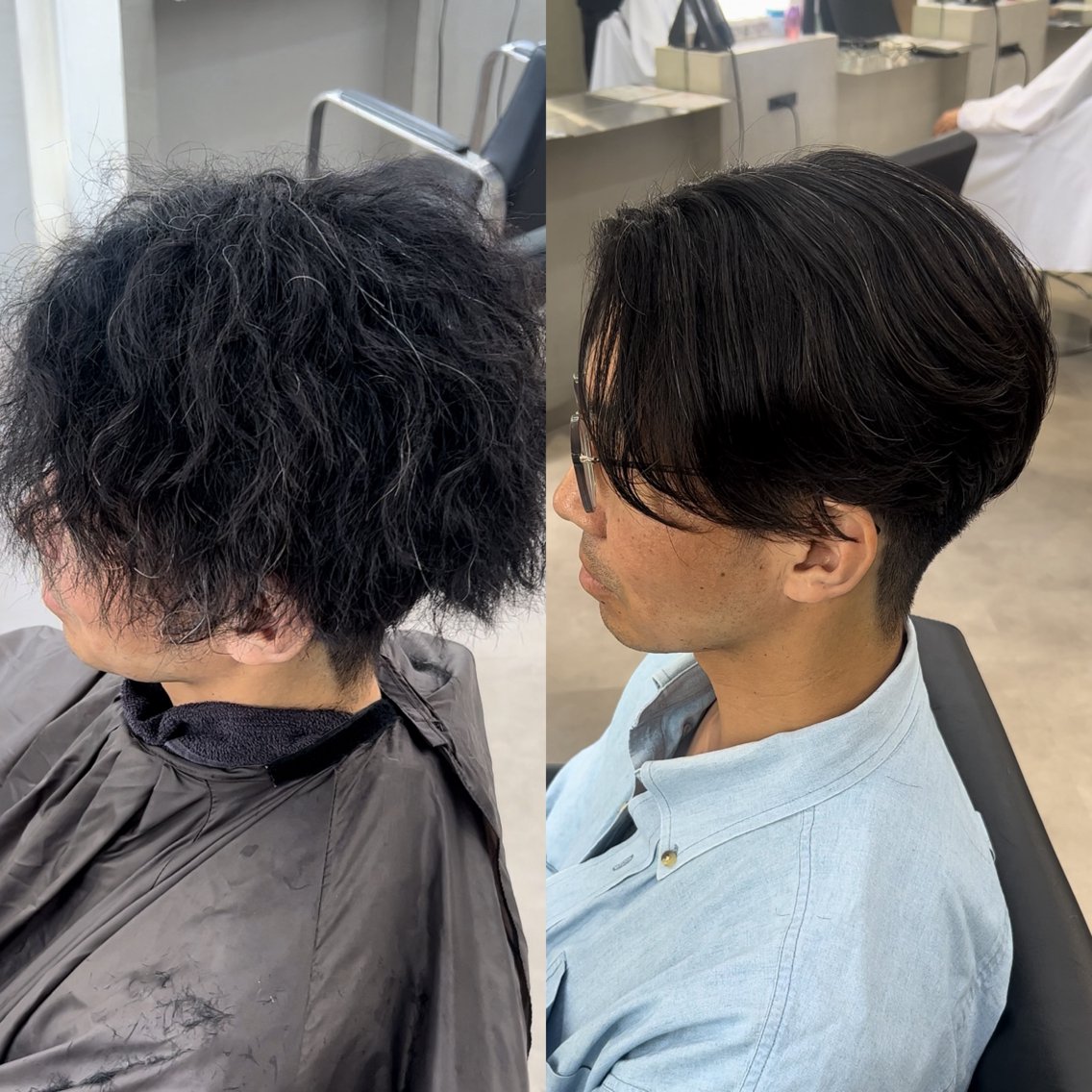 メンズ センターパート カット 縮毛矯正 曲がる縮毛矯正 LIBER 岩名のヘアスタイル