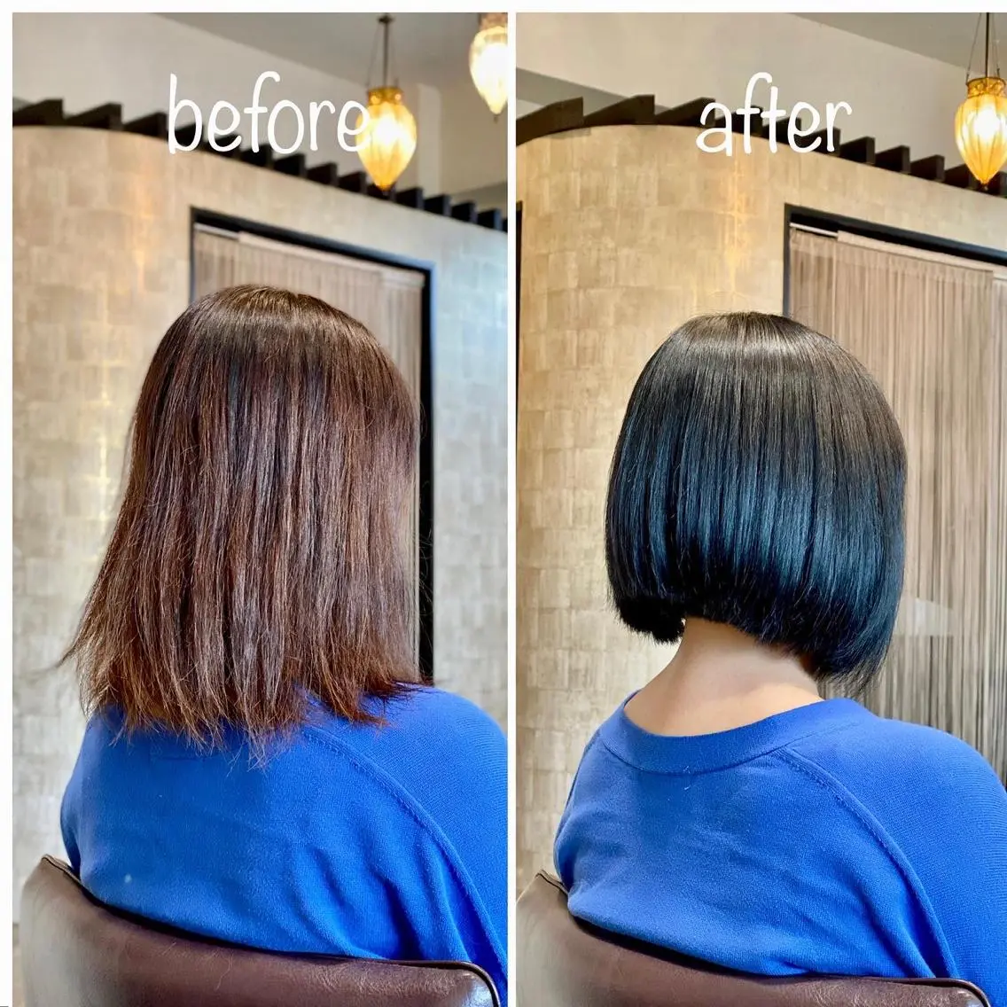 ミディアム カラー 黒髪 ブルーカラー ブルーブラック ボブ 宮城 将大のヘアスタイル