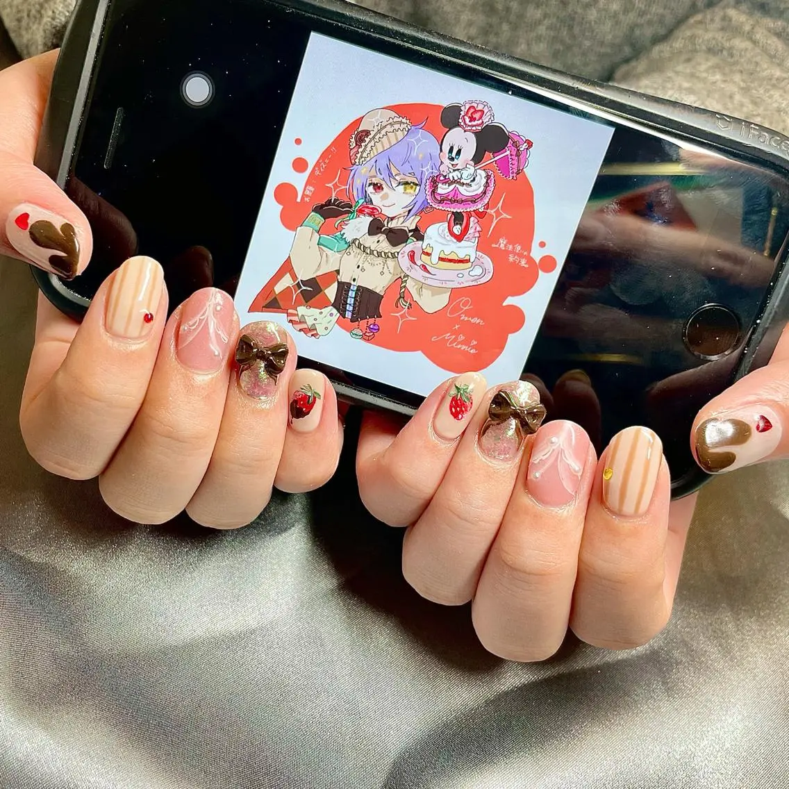 ミディアム カラー パーマ ヘアアレンジ メンズ キッズ ネイル マツエク・マツパ アイブロウ バレンタイン el. by Aoのネイルデザイン