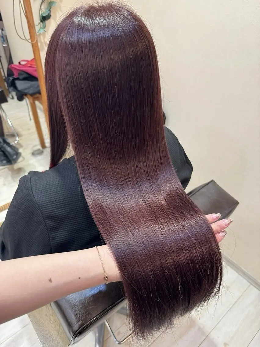 ロング カラー ボルドーカラー 透明感カラー ラベンダーカラー ヘアカラー トリートメント 盛れるピンクカラー 🎀スパ　みき🎀のヘアスタイル