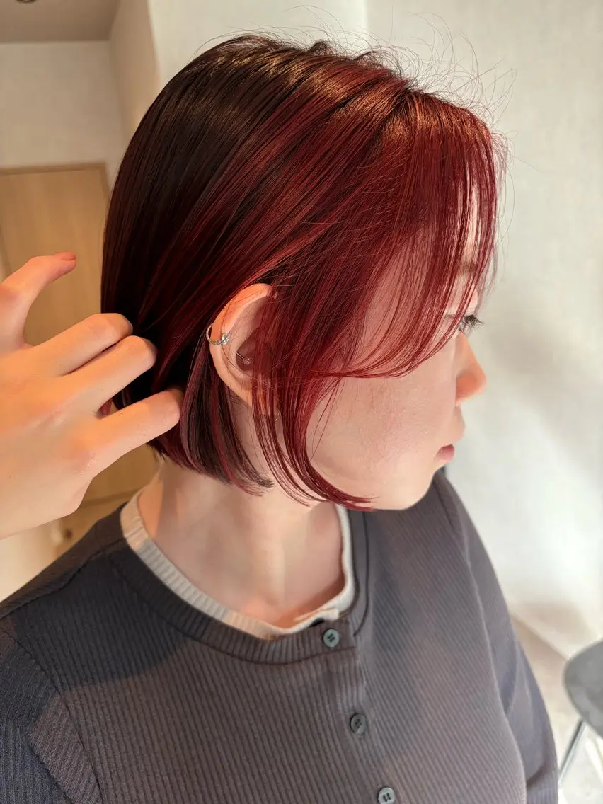 ショート ショートボブ レッドブラウン ボブ ショートヘア カット ヘアカラー トリートメント 【ボブ/個室サロン】 癒し空間mimuraのヘアスタイル