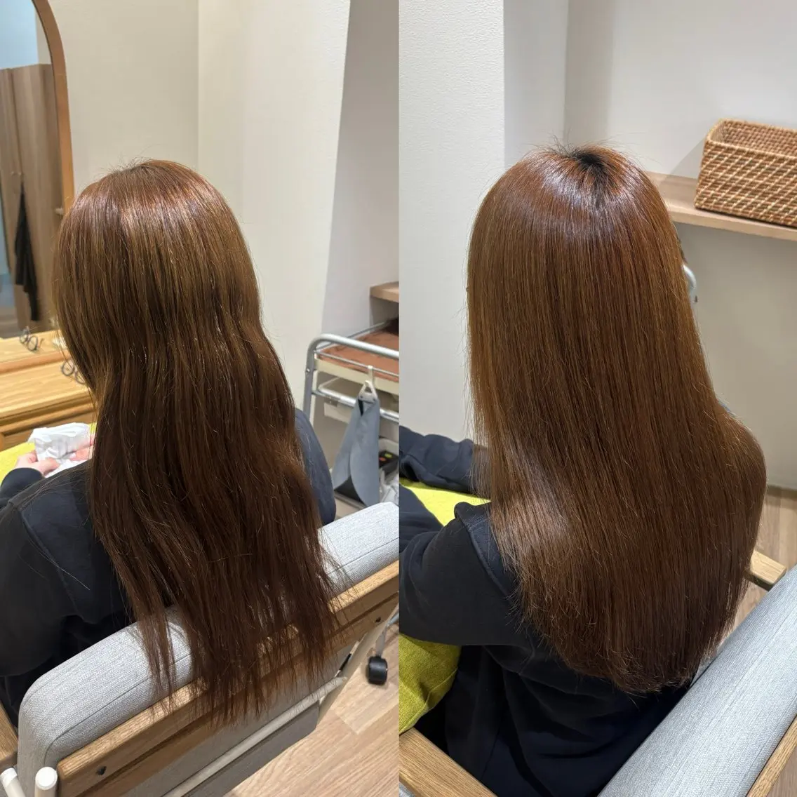 ロング カラー ブリーチ ダブルカラー ブリーチなしカラー カット 縮毛矯正 トリートメント RINNO🌷透明感 カラー/髪質改善のヘアスタイル