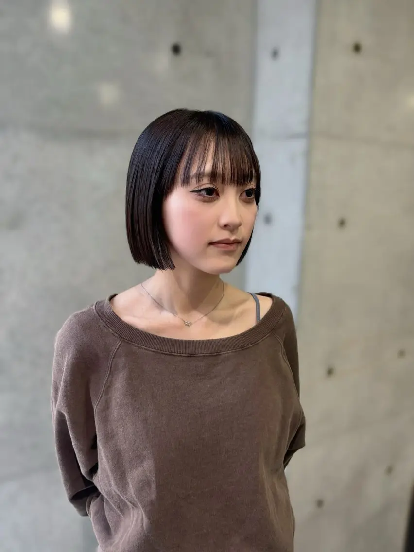 ショート ボブ カット 縮毛矯正 トリートメント 韓国ヘア🤍 慎之介のヘアスタイル
