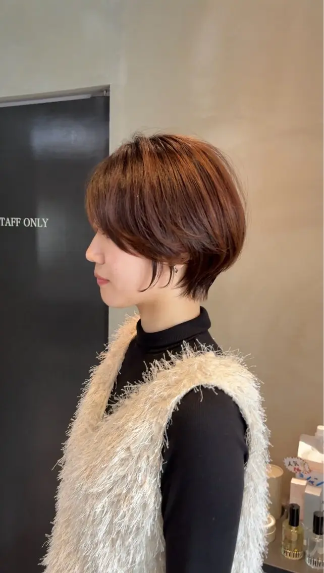 ショート カラー ショートボブ ボブレイヤー 丸みショート ボブ くびれヘア カット ヘアカラー ショート/似合わせ/ 豊中/髙井のヘアスタイル