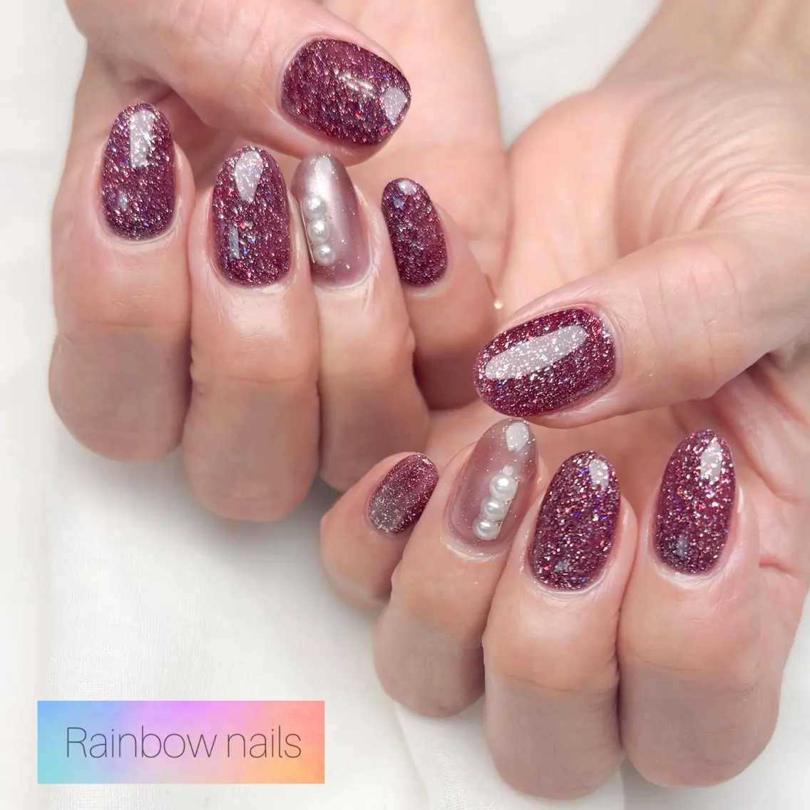 ネイル ハンドネイル Rainbow nailsくろちゃんのネイルデザイン
