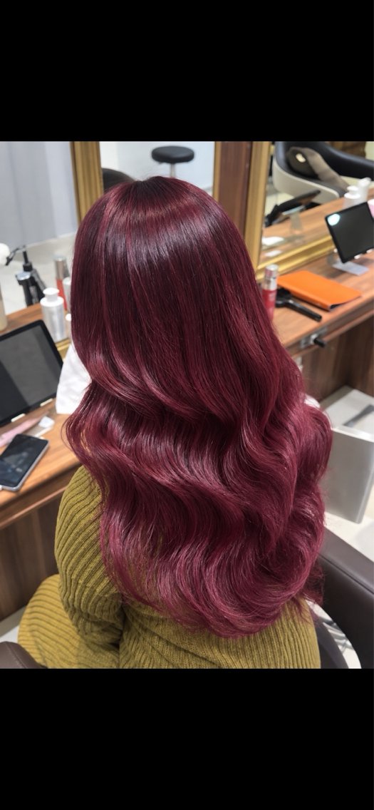 ロング カラー レッドカラー カット ヘアカラー ⭐️美髪カラー/永木 空のヘアスタイル