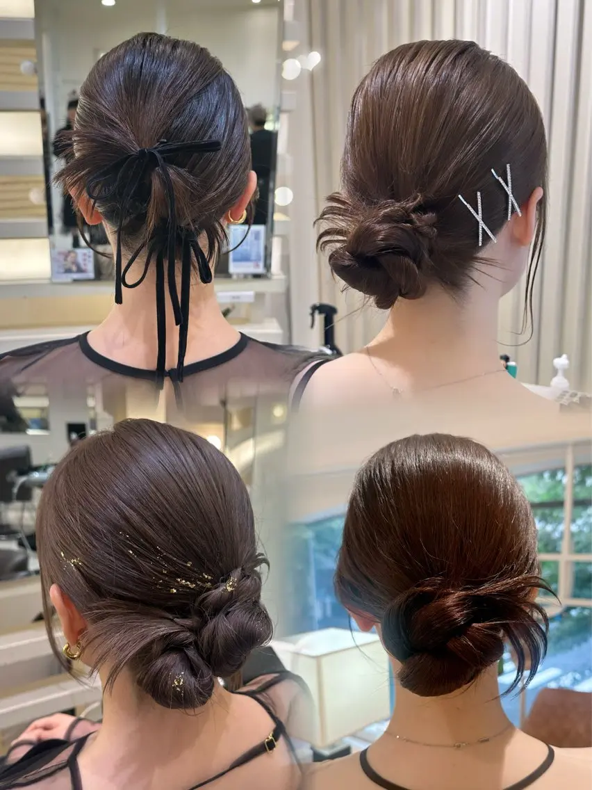 セミロング ヘアアレンジ ヘアセット 銀座レイヤーカット ×シースルー前髪のヘアスタイル