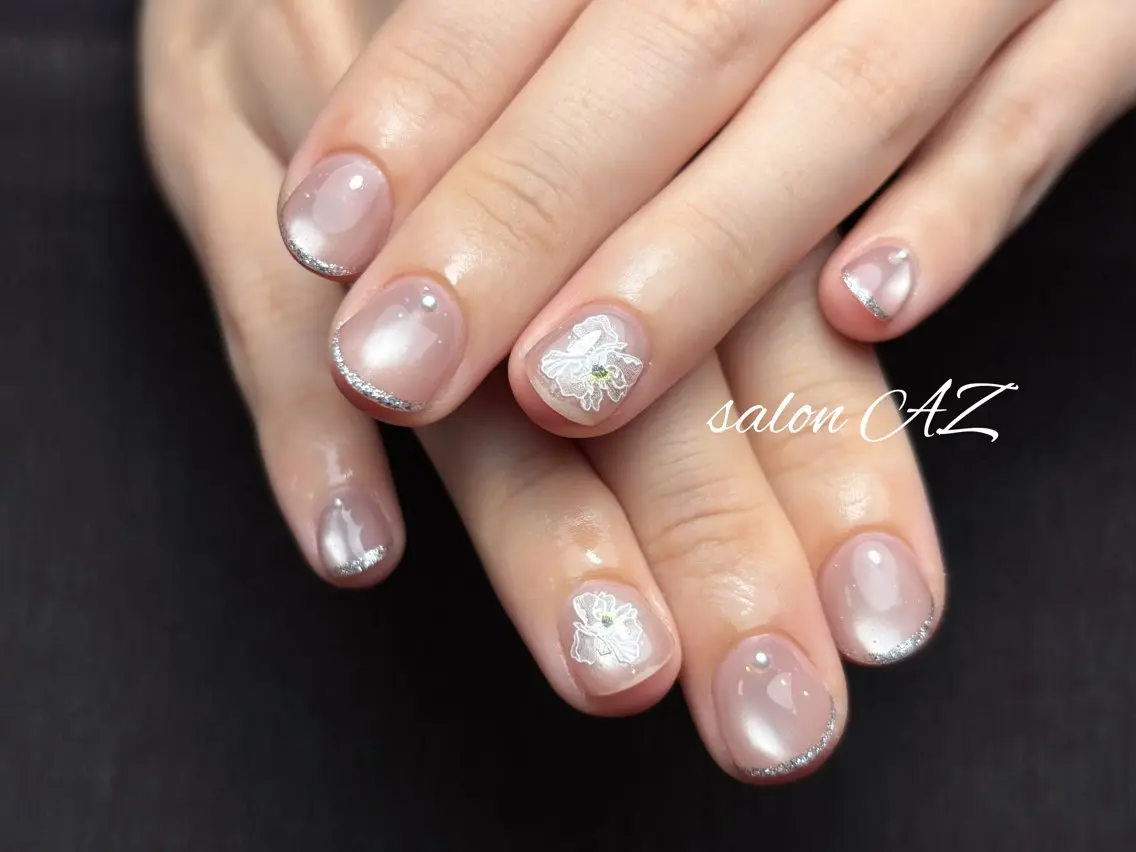 ネイル アートネイル 長さ出し フットネイル フレンチネイル ジェルネイル salon AZのネイルデザイン