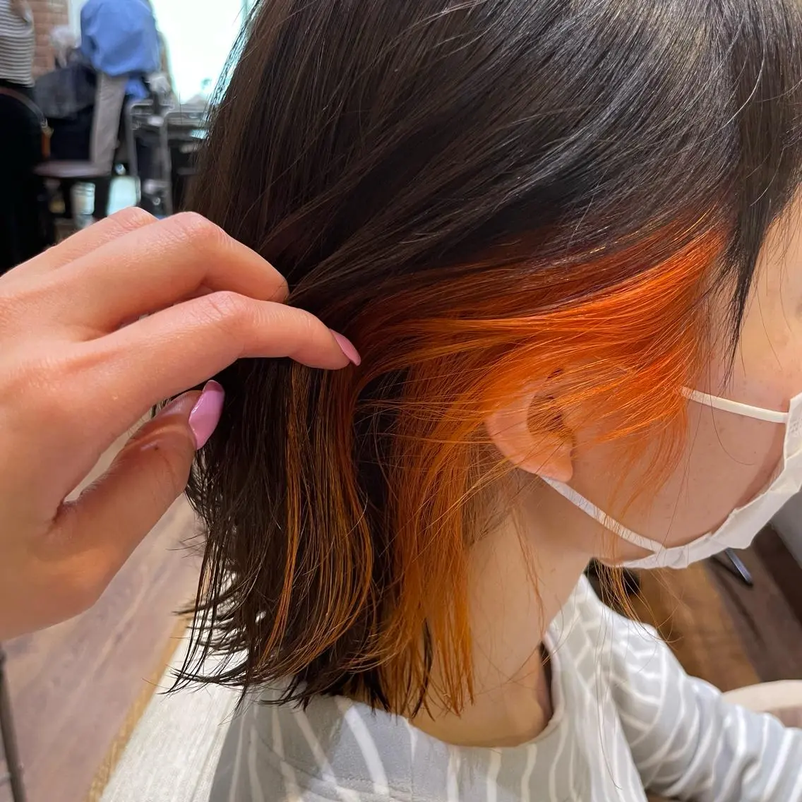 カラー イヤリングカラー spinhair fluffyのヘアスタイル