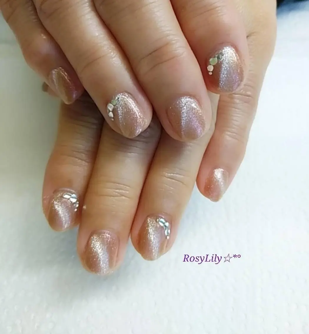 ネイル マグネットネイル ストーンネイル ハンドネイル ハンドケア プライベートサロン Rosy Lilyのネイルデザイン