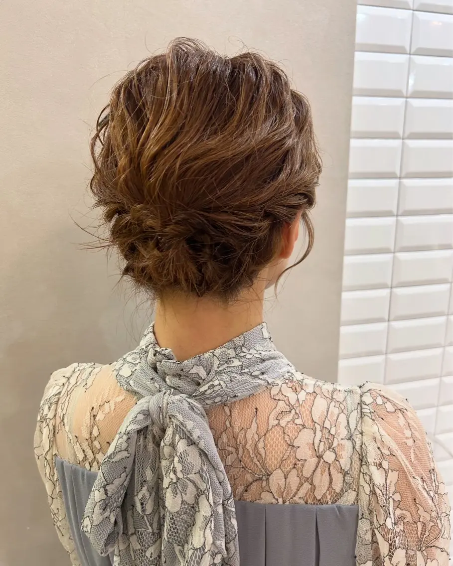 ヘアアレンジ 結婚式・ブライダル ボブ ヘアセット hubhair レイヤー/透明感のヘアスタイル