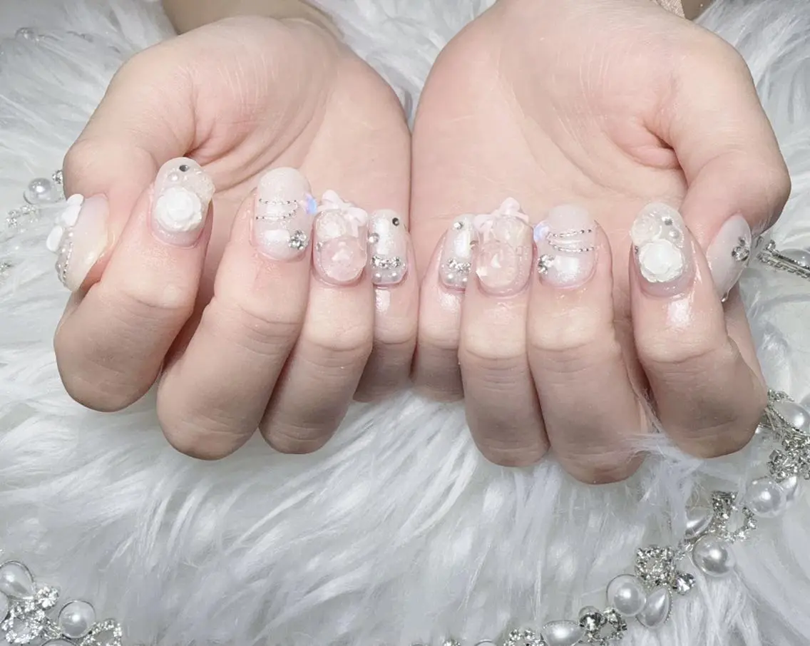 ネイル 成人式 ジェルネイル マグネットネイル 大理石ネイル(マーブル) 持ち込み ハンドネイル K.bi_nail ネイル長さ出し専門店のネイルデザイン