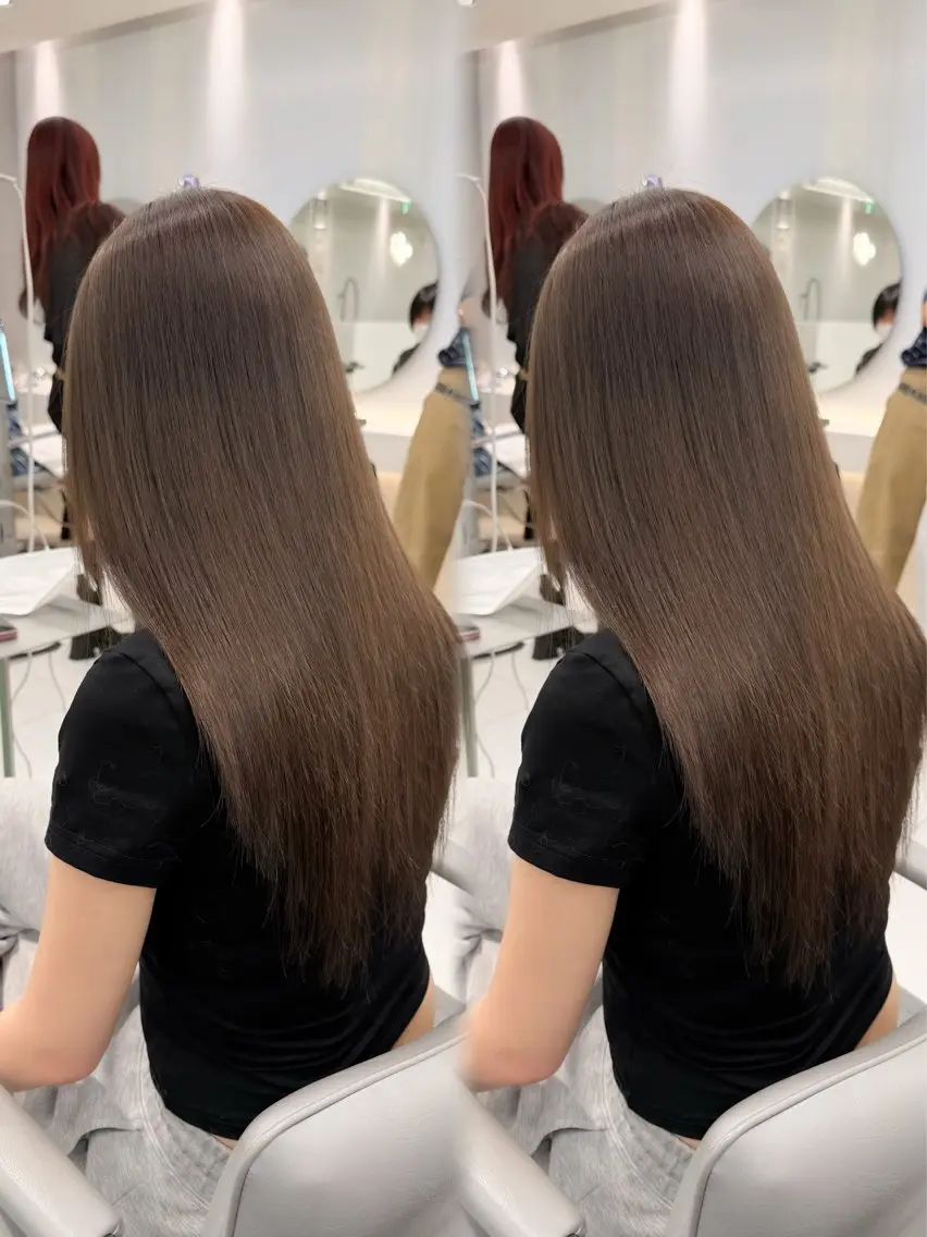ロング カラー ブリーチ ブラウンカラー 透明感カラー くすみブラウン ブリーチなしカラー トリートメント /カラー/NAOKIのヘアスタイル