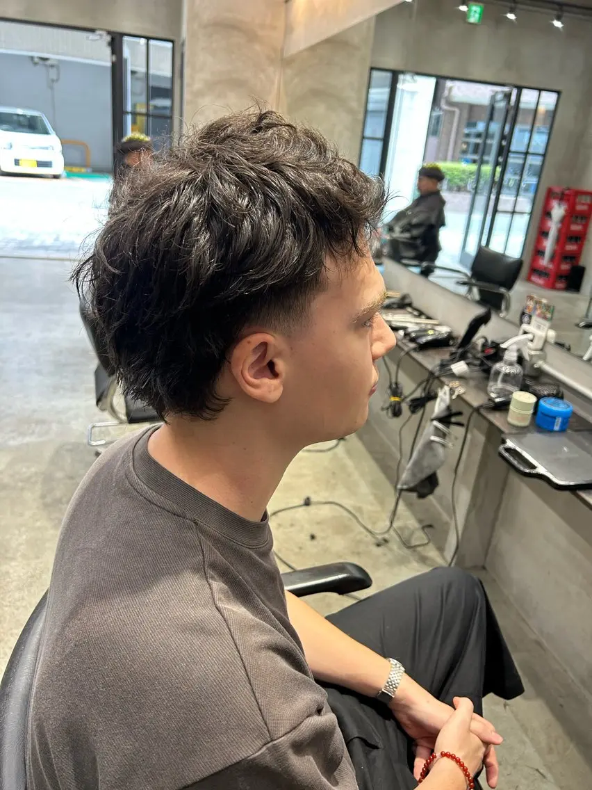 ミディアム メンズ マレットヘア カット 【明大前フェード/ メンズパーマ/岳】のヘアスタイル