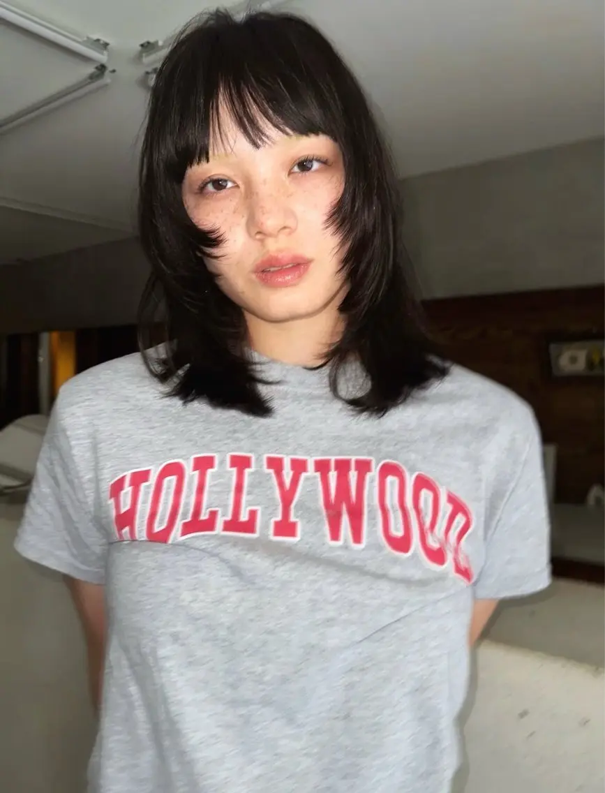 ミディアム 顔まわりレイヤー レイヤーカット ウルフカット カット パーマ /レイヤー 榛地渉馬 /矢場町のヘアスタイル
