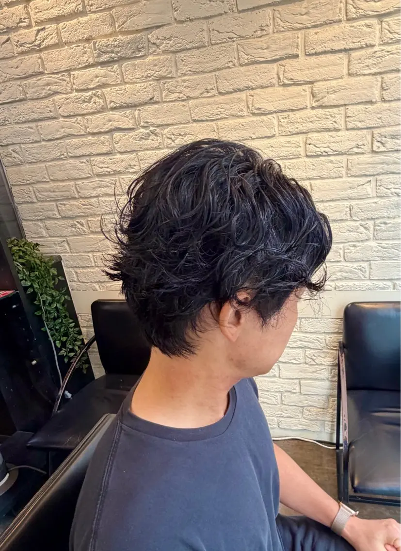 ミディアム パーマ ミディアムパーマ サイドバング ニュアンスパーマ パーマ 【癒しのバーバー】 小野寺のヘアスタイル