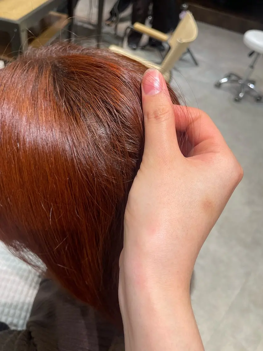 ミディアム カラー ブリーチ ブリーチなしカラー オレンジ 透明感カラー/ keiko🪿のヘアスタイル