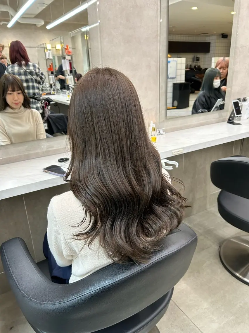 ロング カラー パーマ ヘアアレンジ メンズ キッズ 🦋縮毛/韓国レイヤ ー/透明感カラー🦋のヘアスタイル