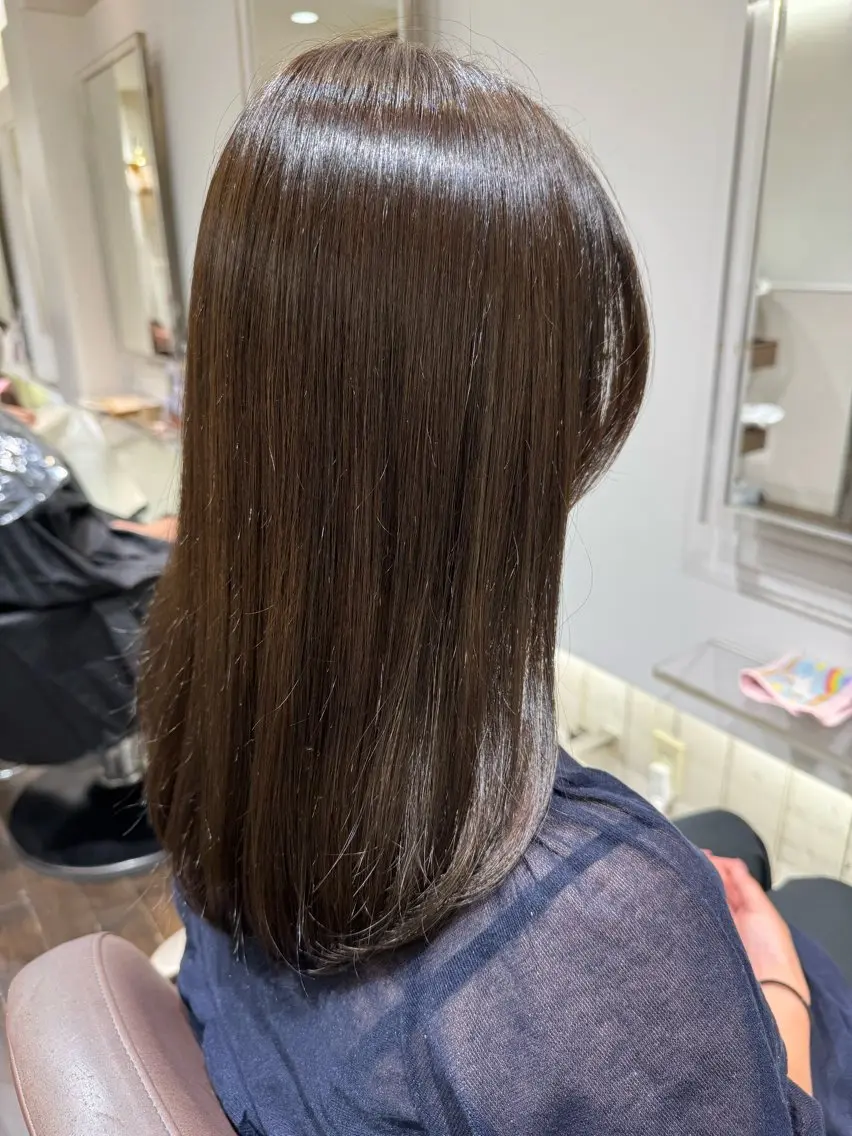 セミロング パーマ カット パーマ 縮毛矯正 デジタルパーマ🫧 韓国風ヘア🫧サクラのヘアスタイル