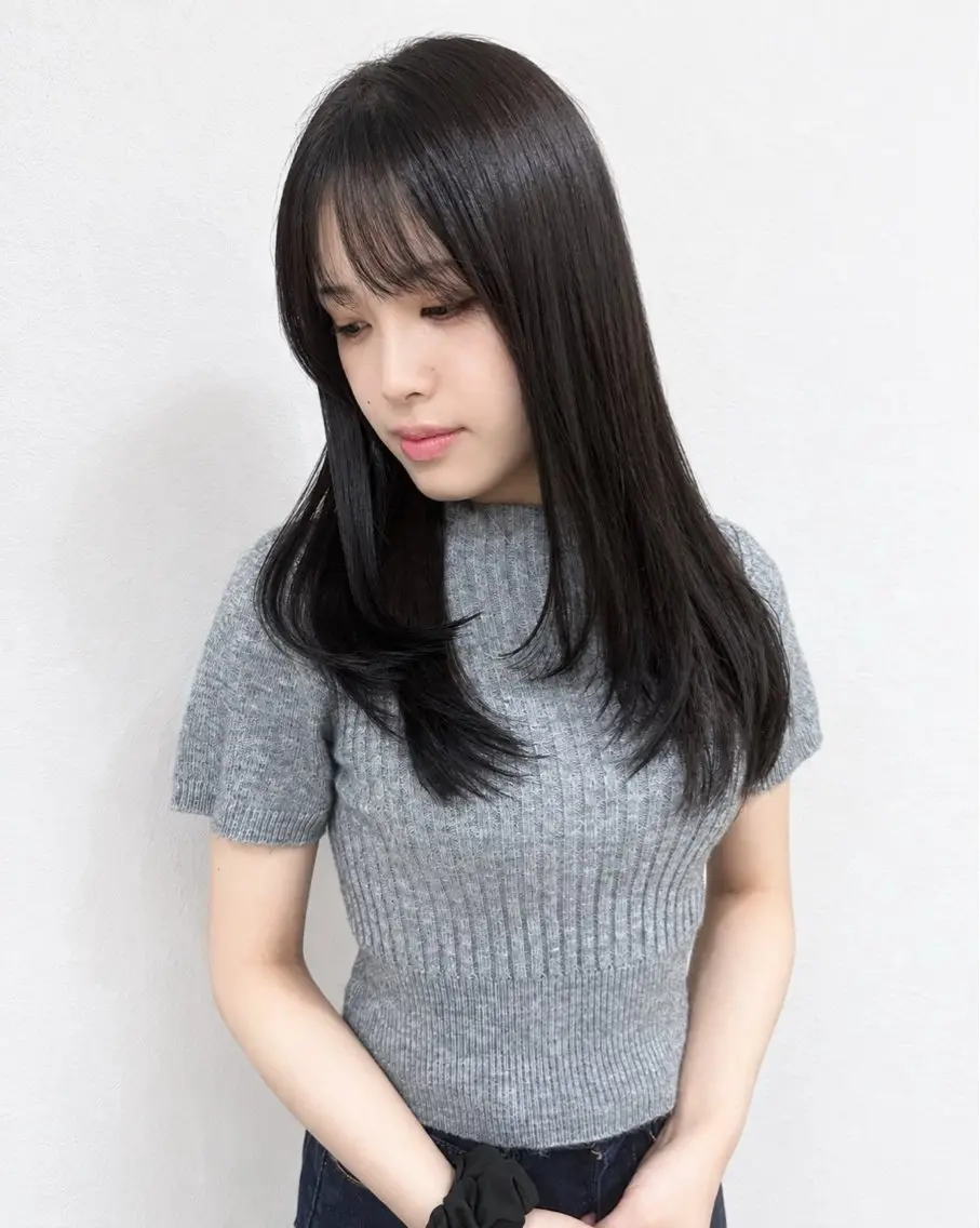 ロング カット ヘアカラー トリートメント レイヤーカット 髪質改善のヘアスタイル