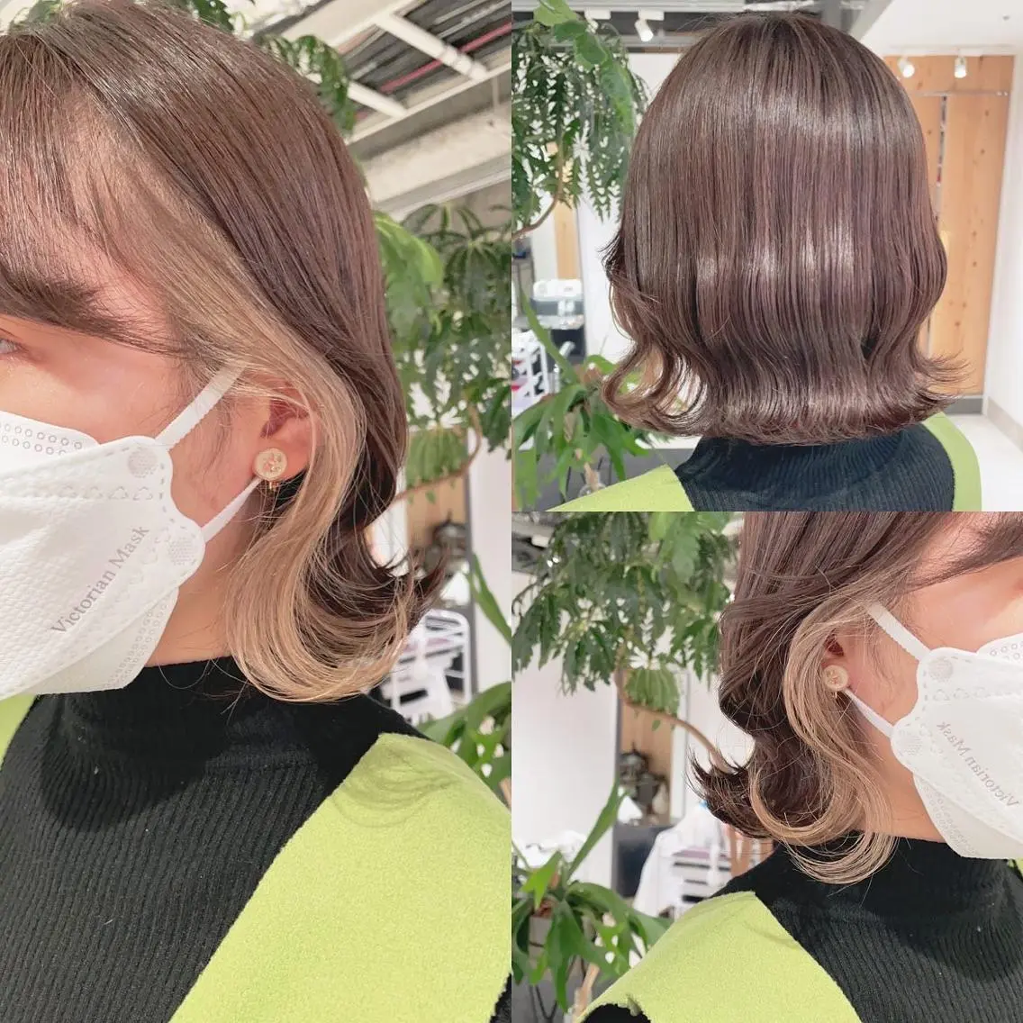 ショート カラー イヤリングカラー ボブ ショートヘア ヘアカラー トリートメント 渋谷:インナーカラー ／🍒エリカ🍒のヘアスタイル