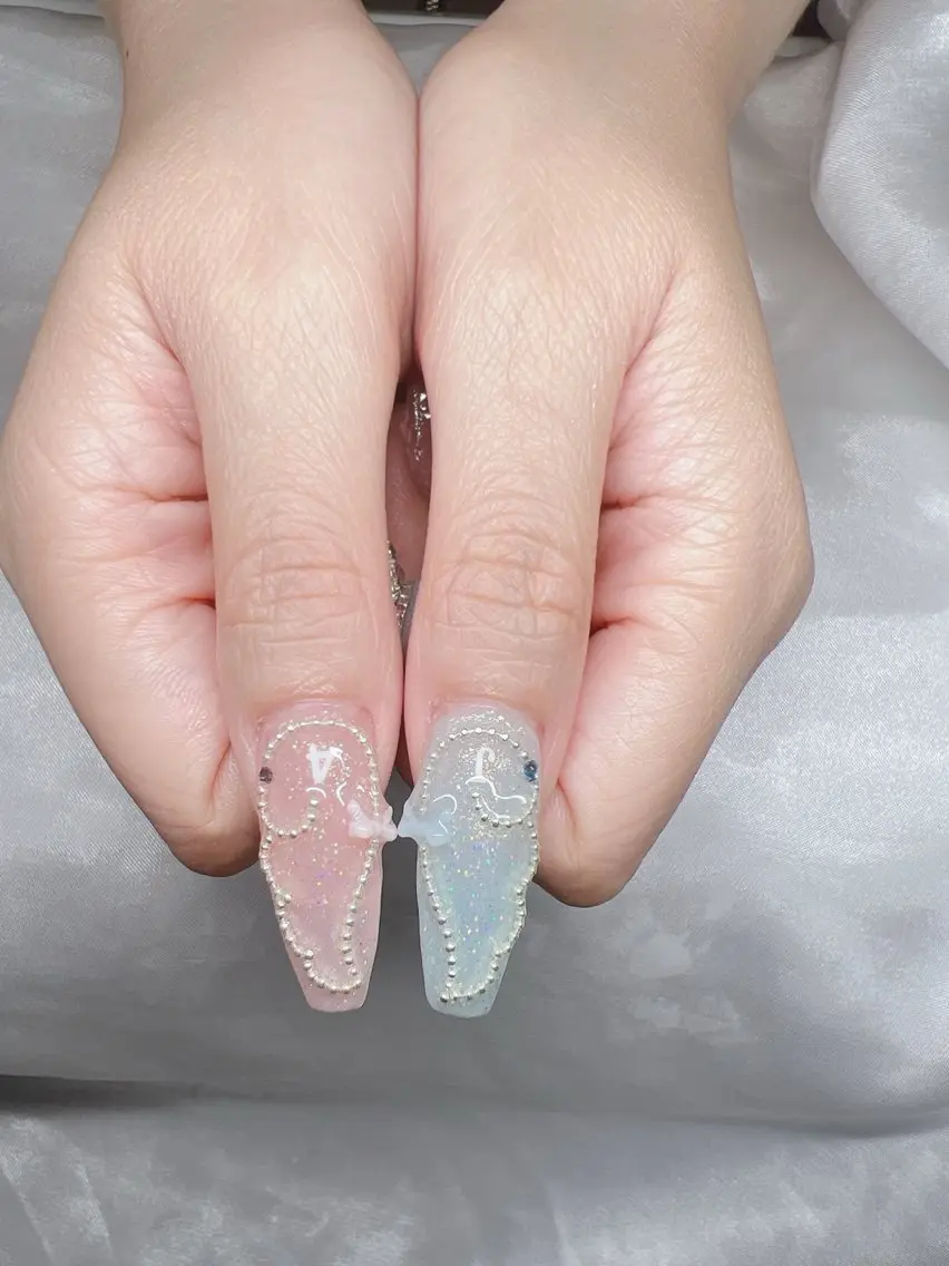 ネイル 長さ出し グラデーション キラキラネイル マグネットネイル ニュアンスネイル Lee Nails チップ長さだし専門店のネイルデザイン