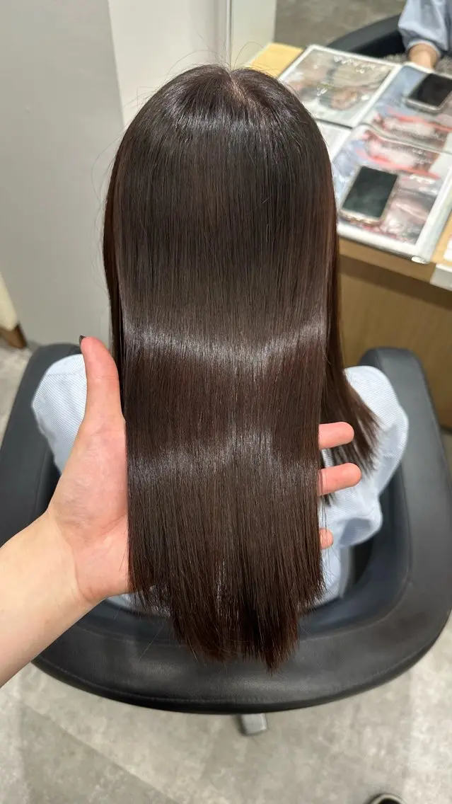 ロング 髪質改善 縮毛矯正 巻ける髪質改善🫧ハ イライト/永田汰伊智のヘアスタイル