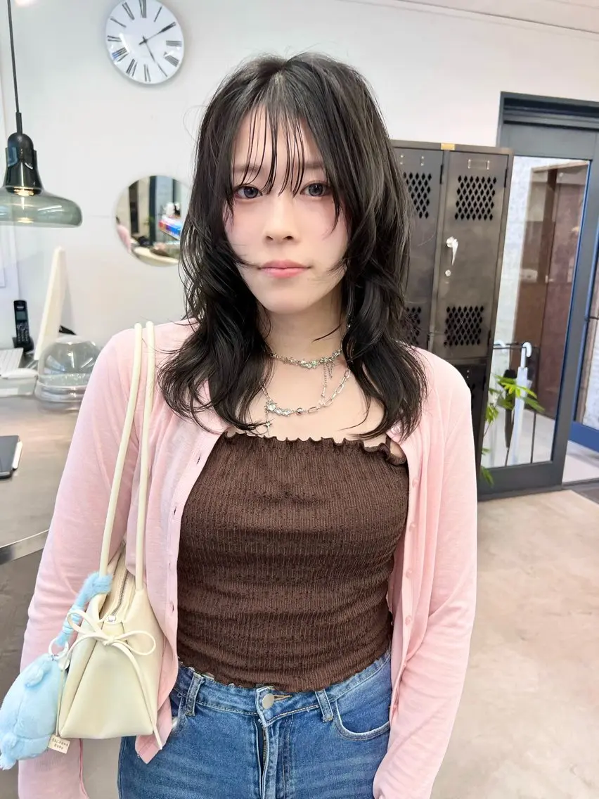 ミディアム カラー レイヤーカット カット ヘアカラー トリートメント 樫原裕二/レイヤー カット/透明感カラーのヘアスタイル