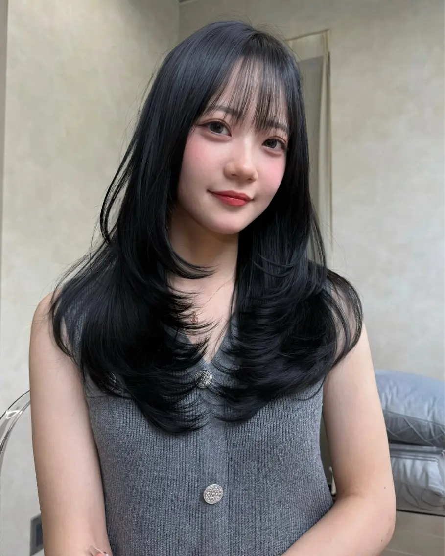 ロング 韓国風ヘア レイヤーカット カット ヘアカラー トリートメント レイヤー/縮毛矯正 /新宿/佐藤巧己✨のヘアスタイル