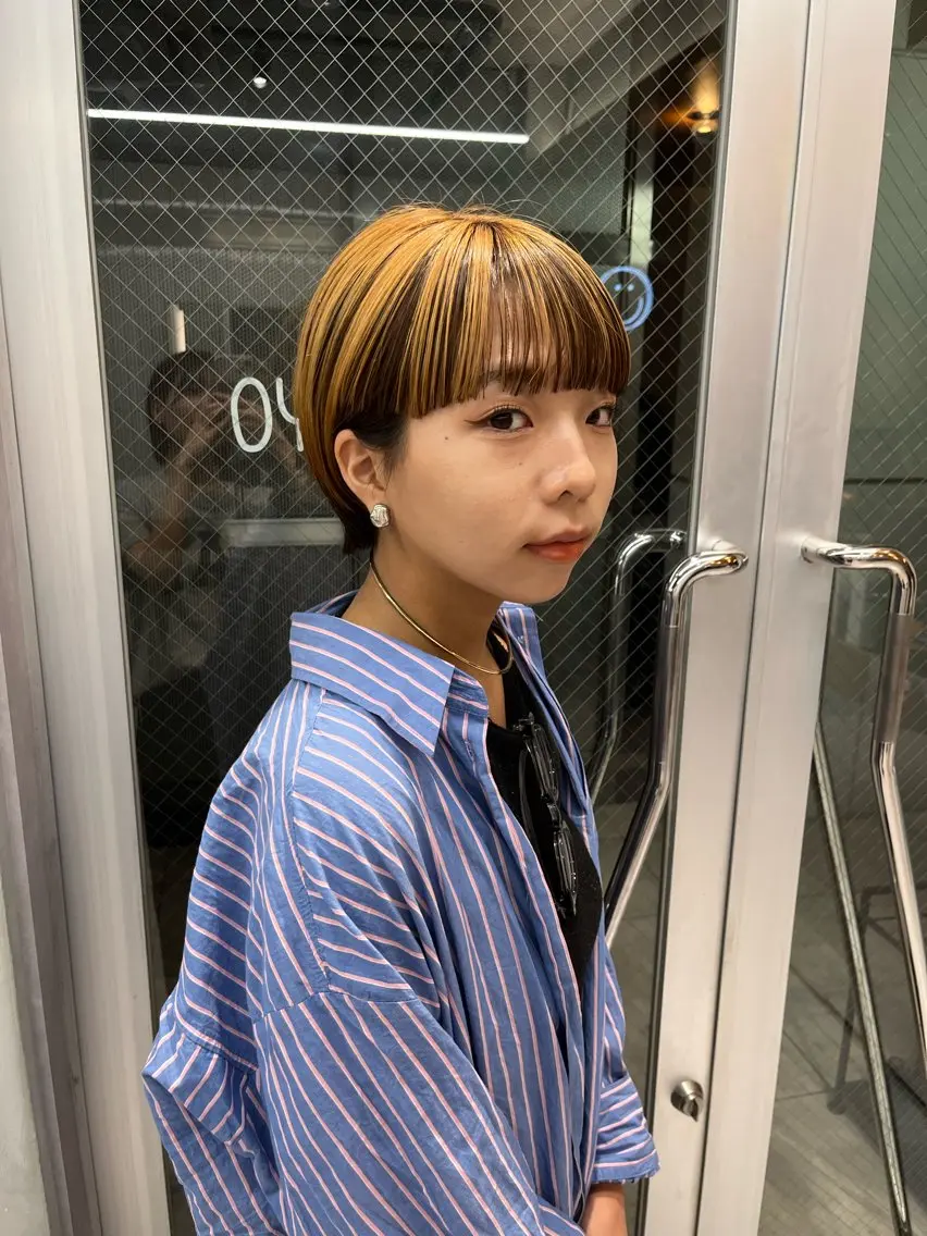 ショート 縮毛矯正ボブ&顔まわ レイヤー♡TOMOEのヘアスタイル