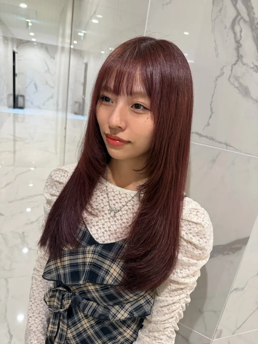 ロング カラー レイヤーカット カット ヘアカラー トリートメント 島原 愛のヘアスタイル
