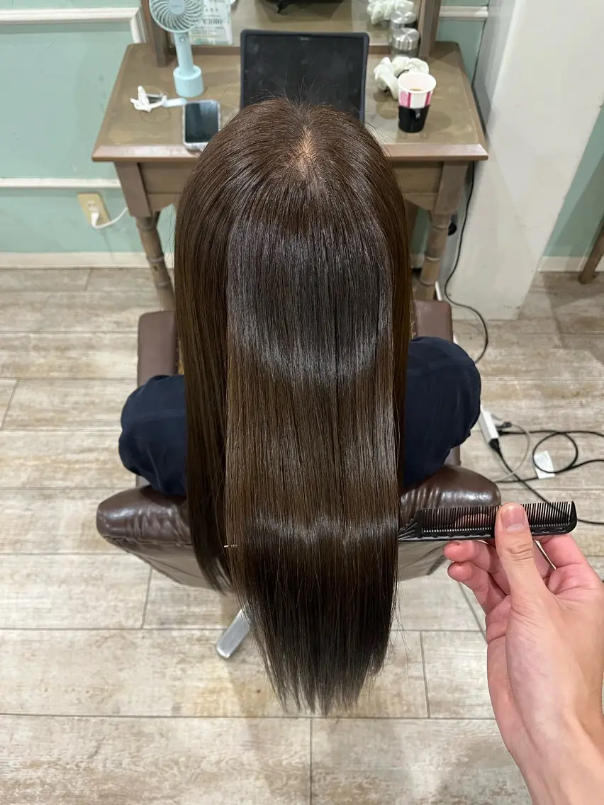 ロング カラー パーマ 髪質改善 カット ヘアカラー 縮毛矯正 トリートメント ヘッドスパ 美髪縮毛矯正/ 極髪質改善/ヨウスケのヘアスタイル