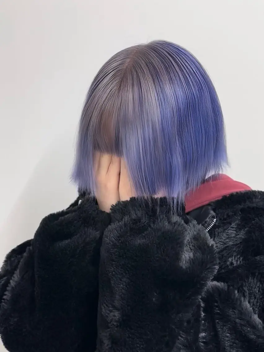 ミディアム カラー ブルーカラー ブルーパープル デザインカラー グラデーションカラー パープルカラー 髙木 利央のヘアスタイル