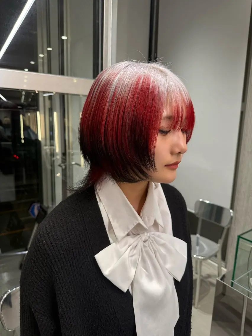 ミディアム カラー 縮毛矯正 ヘアカラー 村田 旭のヘアスタイル