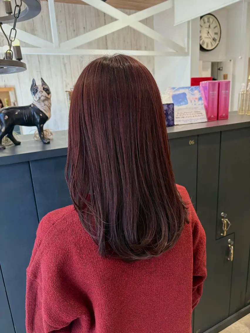 セミロング カラー ブリーチ ブラウンカラー ブリーチなしカラー ピンクカラー ピンクブラウン 田村 亜衣華のヘアスタイル
