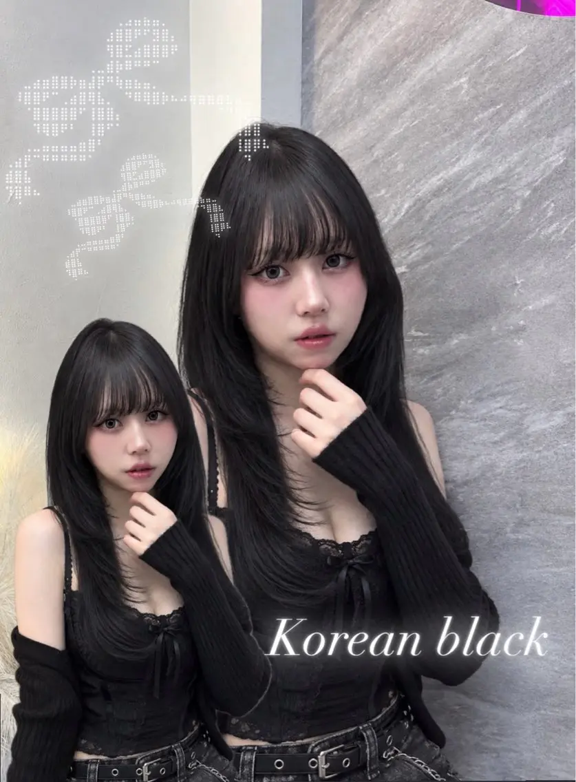 ロング カラー 黒髪 韓国風ヘア ヘアカラー 🩶透明感カラー 池袋/mei🩶のヘアスタイル