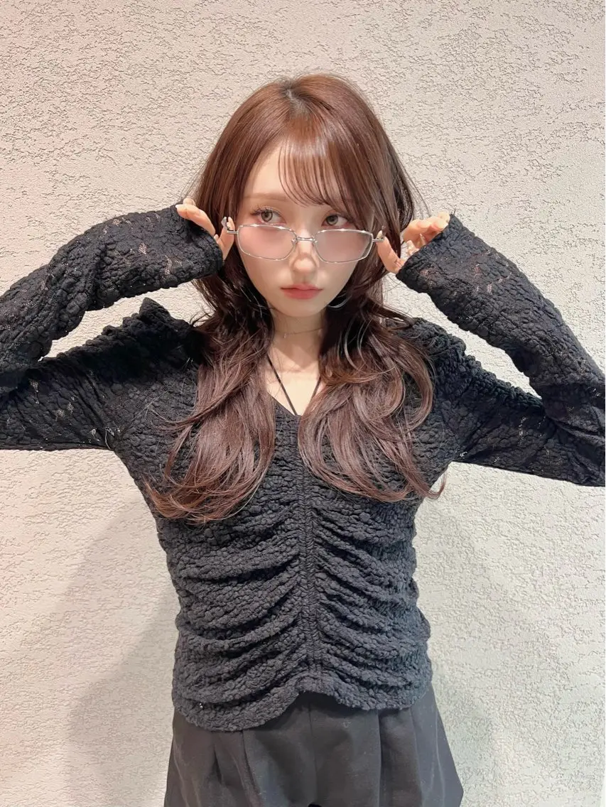セミロング カラー カット ヘアカラー トリートメント 興津/韓国レイヤー ダブルカラー美髪縮毛のヘアスタイル