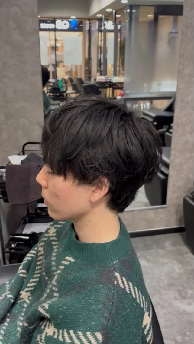 メンズ センターパート フェザーパーマ マッシュウルフ マッシュ メンズパーマ メンズカット/パー マ/川越/成田最のヘアスタイル