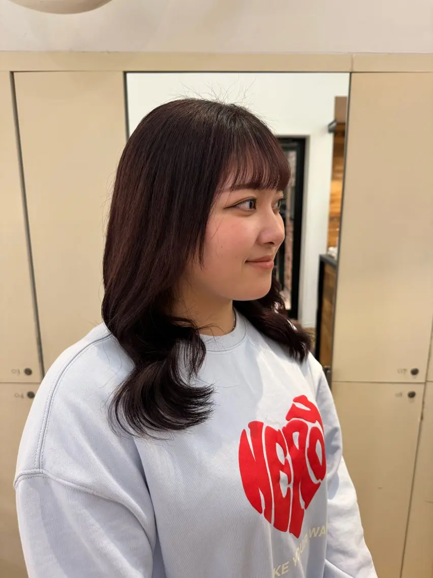 ミディアム カラー ブラウンカラー ピンクカラー ピンクブラウン 吉留 文月のヘアスタイル