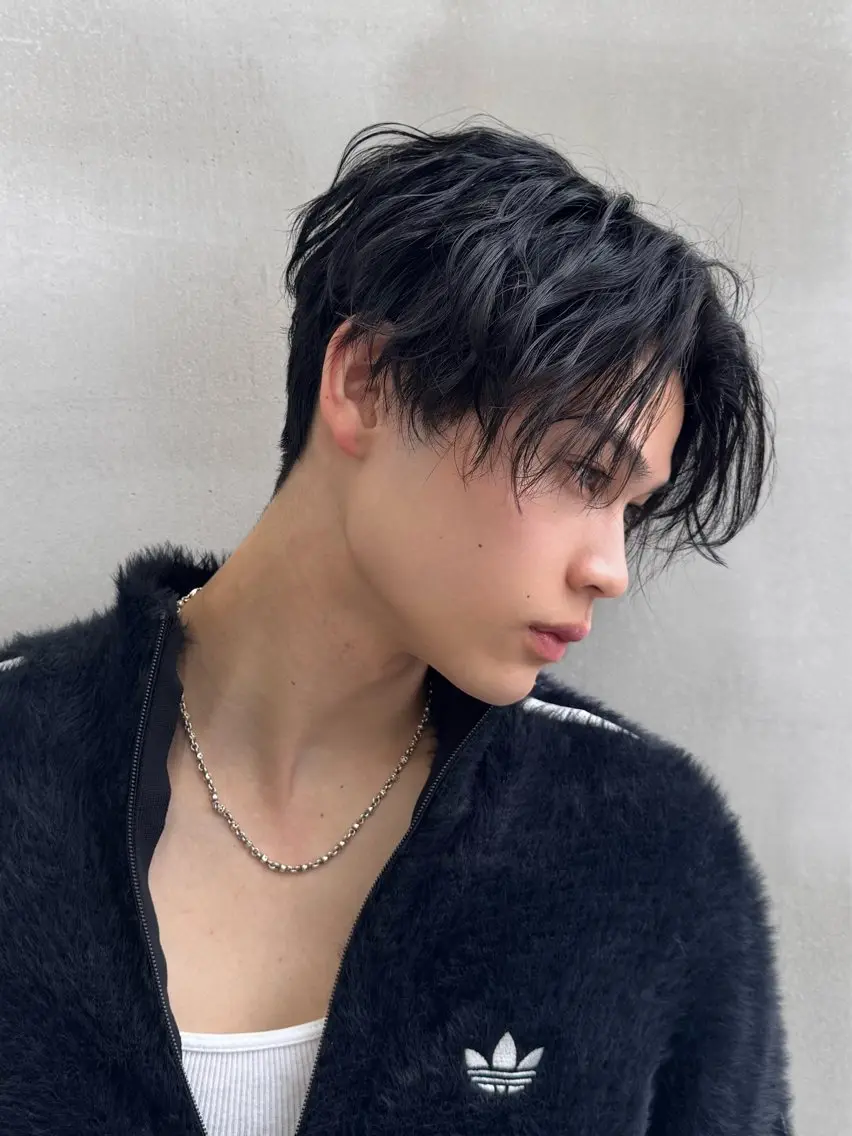 ショート カラー パーマ メンズ 大宮🩵韓国ヘア 毛流れ🫧☁️まいのヘアスタイル
