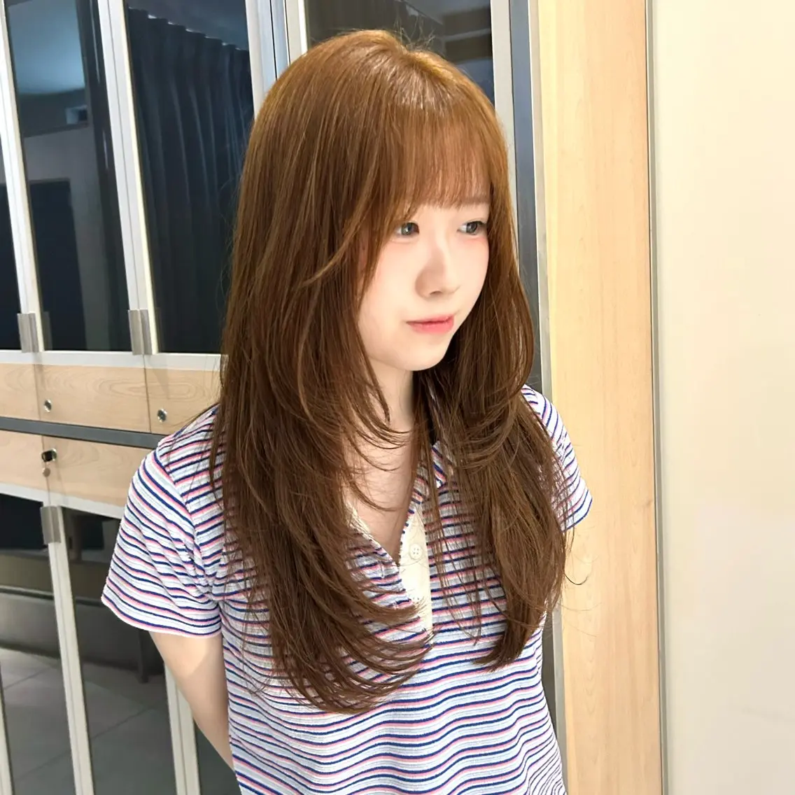 ロング カラー ベージュカラー ハッシュカット 韓国風ヘア レイヤーカット カット ヘアカラー サラ艶/韓国ヘア ︎🌟璃奈 (ﾘﾅ)のヘアスタイル