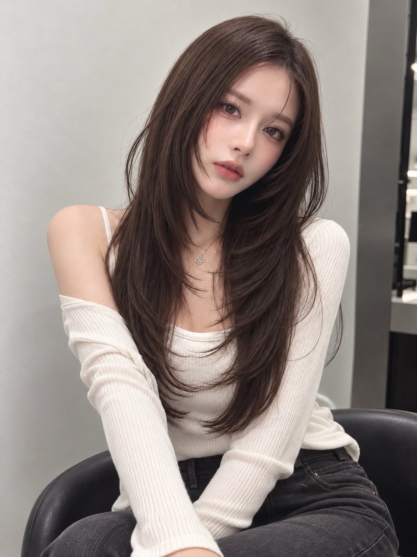 ロング カラー カット ヘアカラー トリートメント 🦋韓国レイヤー 艶髪矯正🦋凛太郎のヘアスタイル