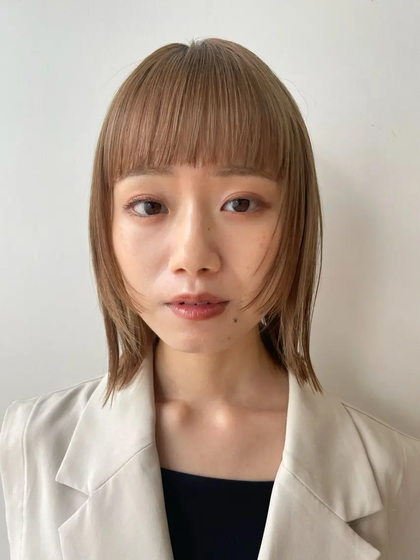 ショート カラー ボブ 顔まわりレイヤー レイヤーカット 顔まわり🥨レイヤー /透明感/水口舞奈のヘアスタイル