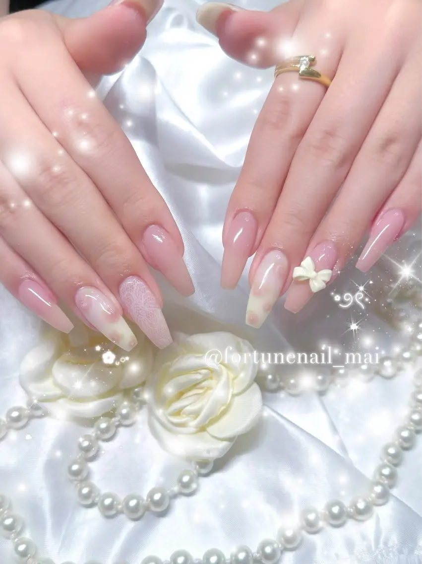ネイル レース ハンドネイル 🎀Mai 🎀最短4/8🈳のネイルデザイン