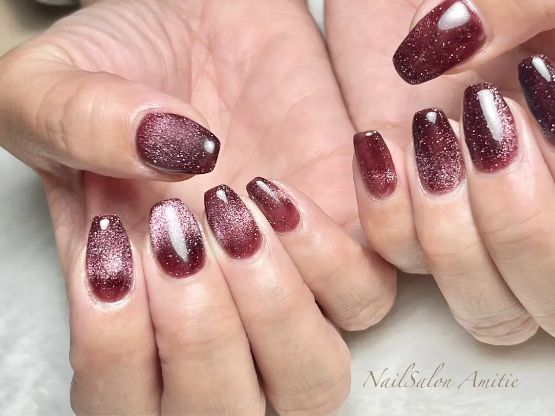 ネイル マグネットネイル マグネットワンカラー ワンカラーネイル NailSalon Amitieのネイルデザイン