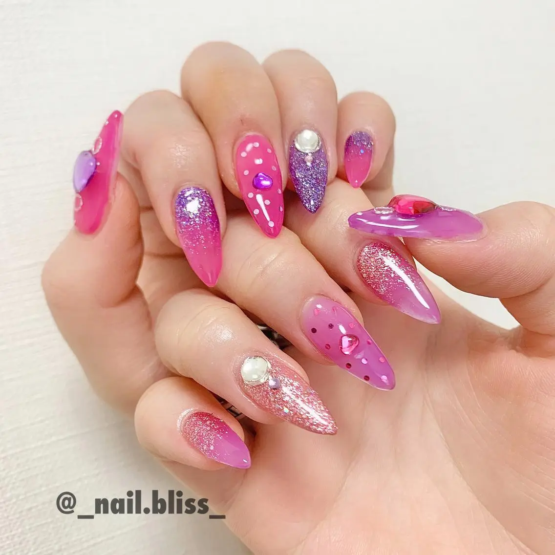 ネイル ピンク パープル ハンドネイル NAIL BLISSのネイルデザイン